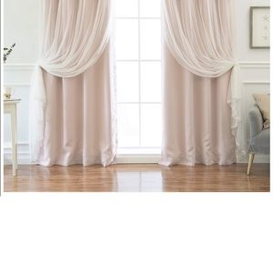 Blackout pink curtain with sheer overlay 84 inch length